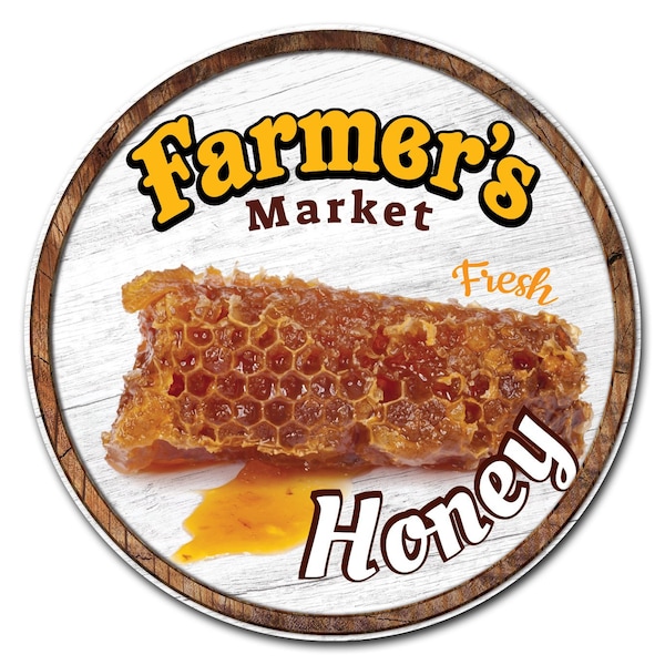 Signmission Corrugated Plastic Sign With Stakes 16in Circular-Farmers Market Honey For Sale, C-16-CIR-WS-Honey C-16-CIR-WS-Honey - main